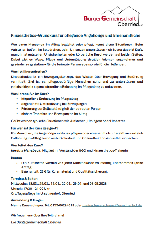 Kinaesthetics Grundkurs Kinaesthetics Grundkurs